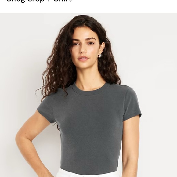 Old Navy Women's ribbed snug crop tee size large gray - Picture 2 of 7